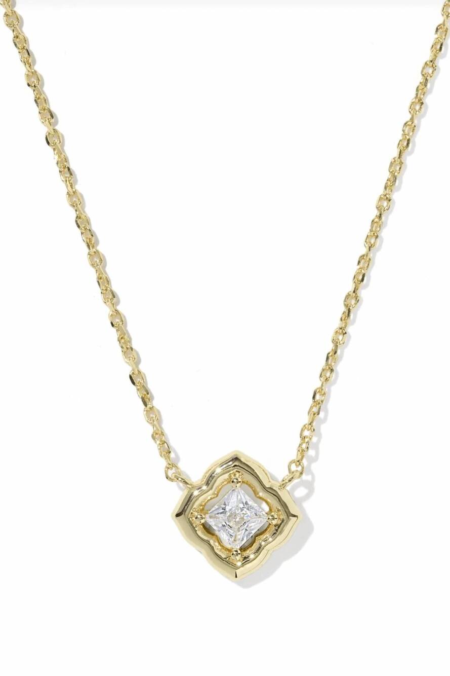 NEW KENDRA SCOTT women's mallory crystal short necklace in gold white